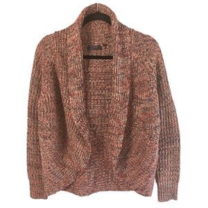 Effeci Creazioni Sweater Cardigan M Multicolor Marled Knit Fold Over Long Sleeve
